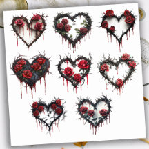 Gothic Thorns and Roses Bleeding Heart