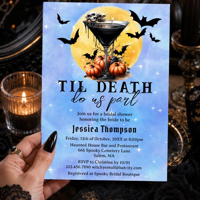 Gothic Til Death Do Us Part Martini Bridal Shower Invitation (Creator Uploaded)