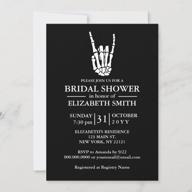Gothic Til Death Do Us Party Bridal Shower Invitation (Front)