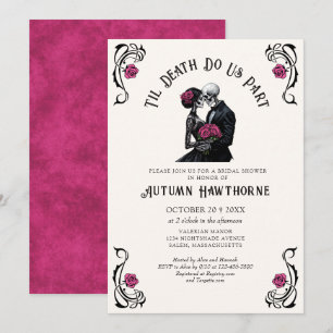 Gothic Til Death Pink Black Bridal Shower Invitation