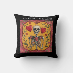 Gothic Til Death Skeleton Romance Wedding Decor Cushion