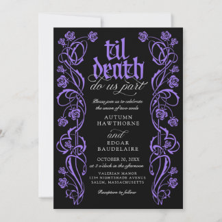 Gothic Til Death Wedding Invitation