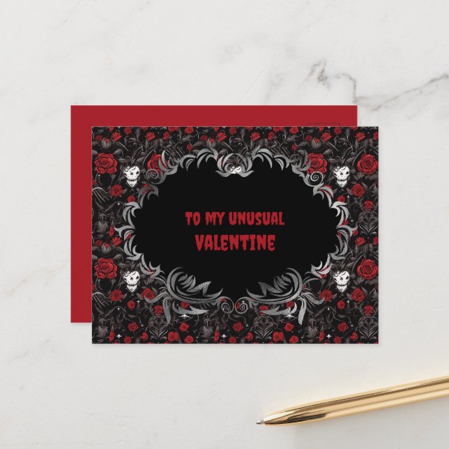 Gothic To my unusual Valentine  Postcard (Front/Back In Situ)
