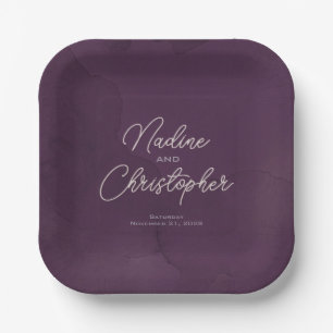 Gothic Toast, Plum Bride and Groom Paper Plate