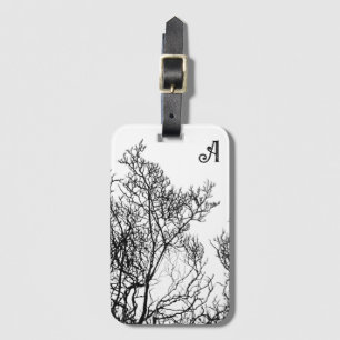 Gothic Tree Black and White Personalised Luggage Tag