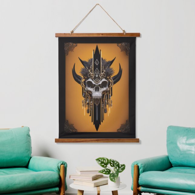 Gothic Tribal Skull Wall Tapestry (Living Room)