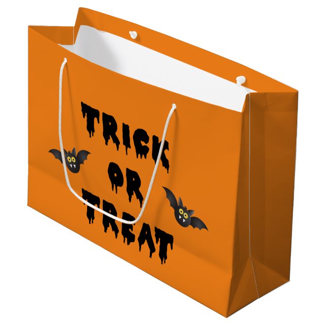 Gothic Trick or Treat Cute Bats Large Gift Bag (Front Angled)