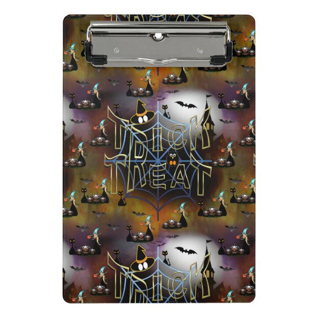 Gothic trick-or-treat spiderweb repeat mini clipboard (Front)