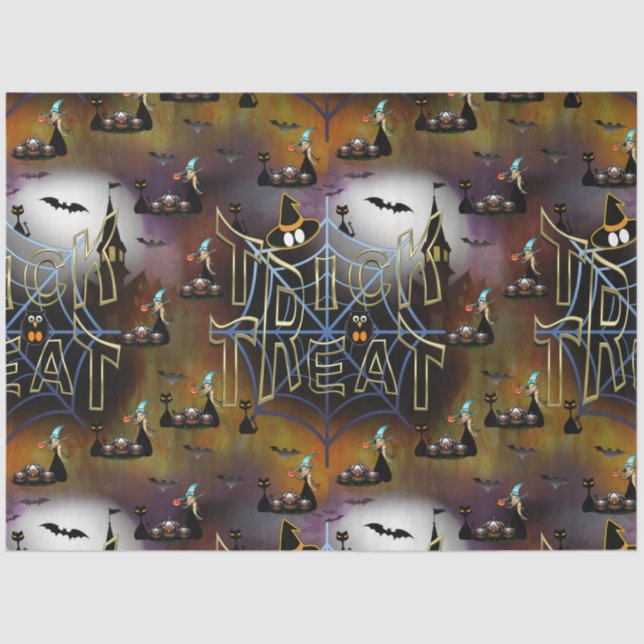 Gothic trick-or-treat spiderweb repeat tissue paper (Front)
