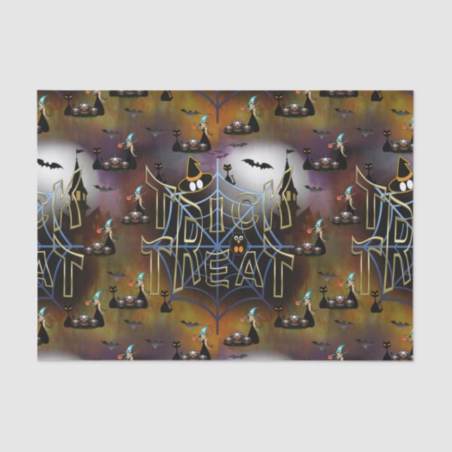 Gothic trick-or-treat spiderweb repeat tissue paper (Front)
