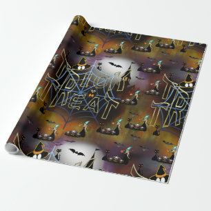 Gothic trick-or-treat spiderweb repeat wrapping paper