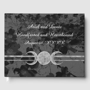 Gothic Triple Moon Floral Wedding Handfasting Ste Guest Book