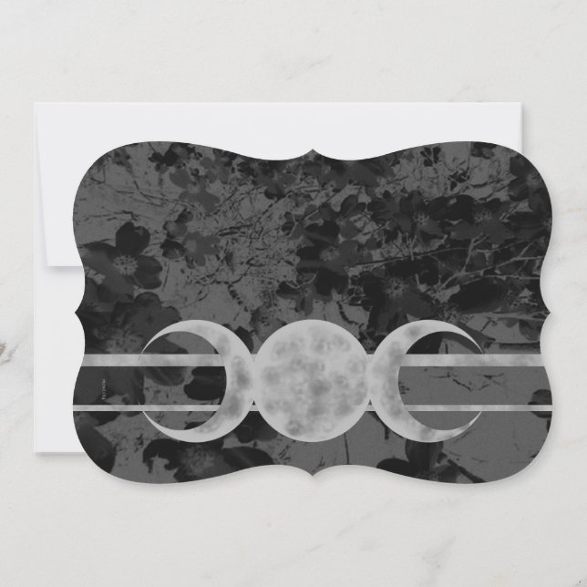 Gothic Triple Moon Floral Wedding Handfasting Ste Invitation (Back)