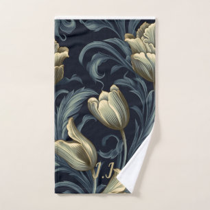 Gothic Tulips Floral Monogram Pickleball Towel