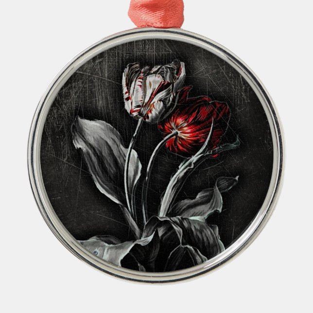 Gothic Tulips Metal Tree Decoration (Front)
