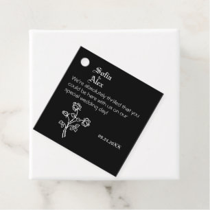 Gothic typography black  roses wedding  favour tags