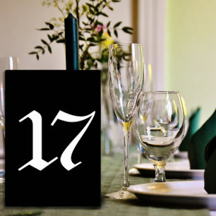 Gothic typography black wedding  table number