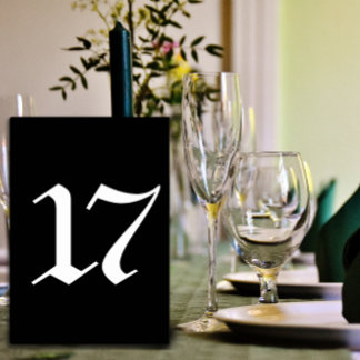 Gothic typography black wedding  table number
