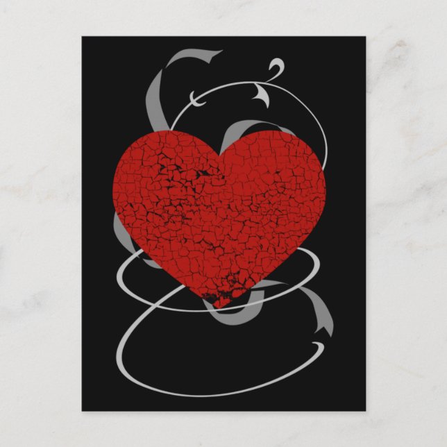 Gothic Valentine Broken Heart Postcard (Front)