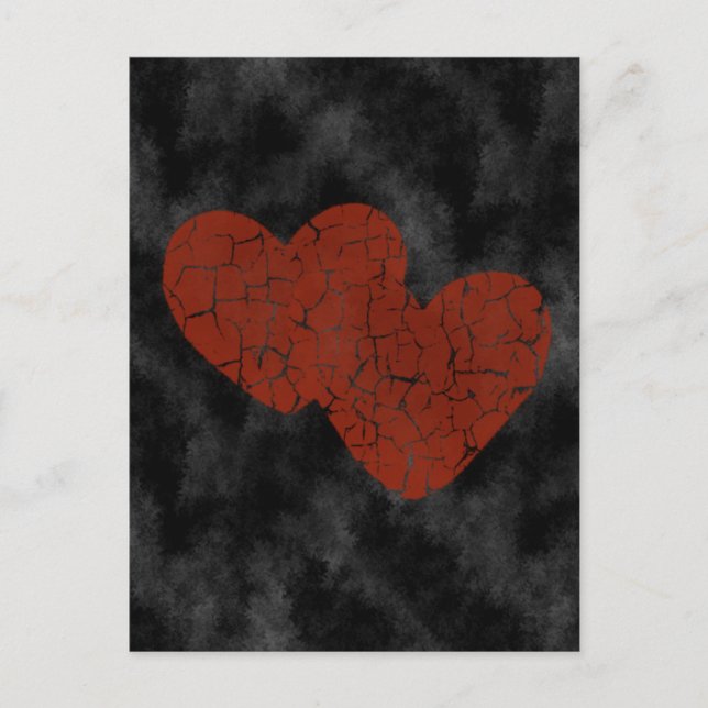 Gothic Valentine Broken Hearts Postcard (Front)