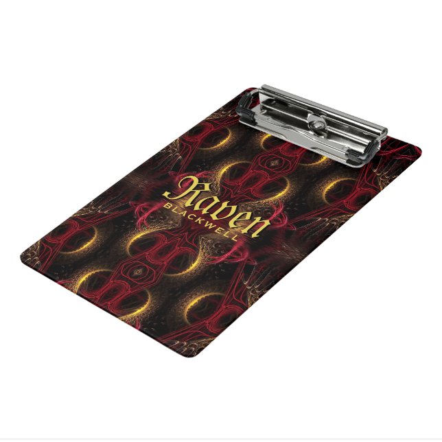 Gothic Valentine Gold Hearts Dark Arts Mini Clipboard (Angled3)