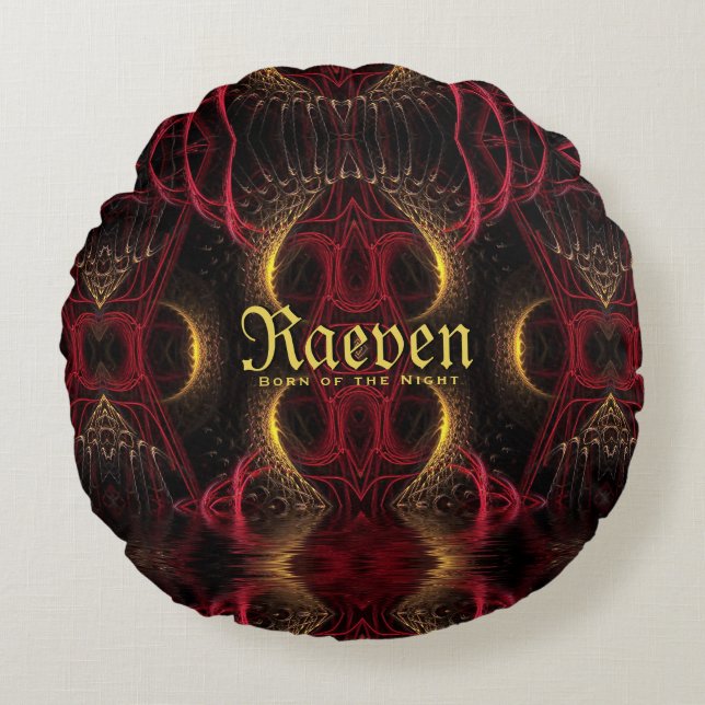 Gothic Valentine Gold Hearts Dark Romance Round Cushion (Front)