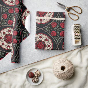 Gothic Valentine Red Roses Wrapping Paper