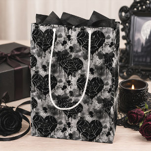 Gothic Valentine Spider Web Hearts Spooky Medium Gift Bag