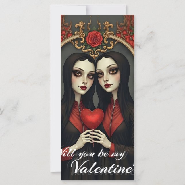 Gothic Valentine Twins with Red Heart (Front)