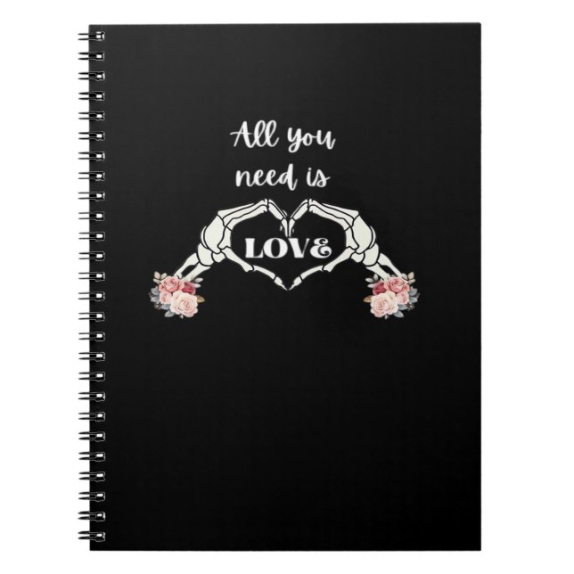 Gothic Valentines Classic - Skeleton Hands Heart  Notebook (Front)