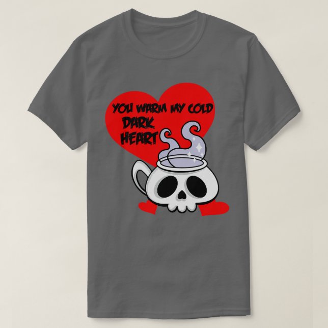 Gothic Valentines Day Coffee Skull Emo 1 T-Shirt (Design Front)