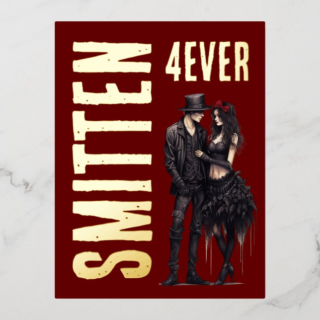 Gothic Valentine's Day  Foil Holiday Postcard (Front)