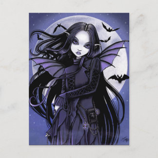 Gothic Vampire Bats Full Moon Purple Fairy Postcard