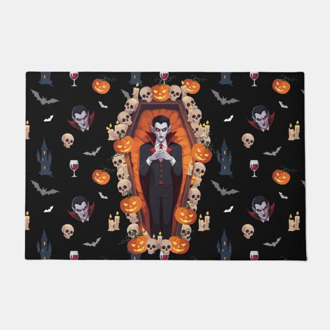 🦇 Gothic Vampire Black Doormat 🖤🎃 (Front)