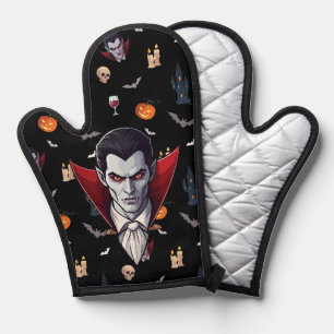 🧛‍♂️ Gothic Vampire Black Oven Mitt Set 🎃🖤