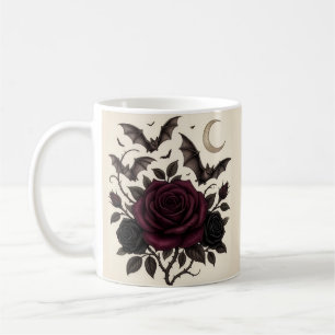 Gothic Vampire Burgundy Rose Dark Floral Halloween Coffee Mug
