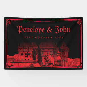 Gothic Vampire Castle Border Black Red Wedding Banner