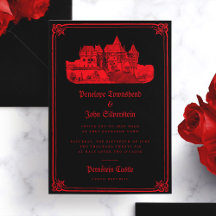 Gothic Vampire Castle Border Black Red Wedding