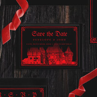 Gothic Vampire Castle Border Black Red Wedding