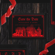 Gothic Vampire Castle Border Black Red Wedding