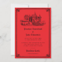 Gothic Vampire Castle Border Red Wedding