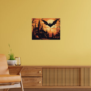 Gothic Vampire Castle under the Full Moon Poster