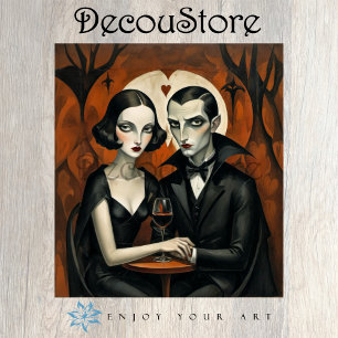 Gothic Vampire Couple with Wine Glass Decoupage Tissue Paper