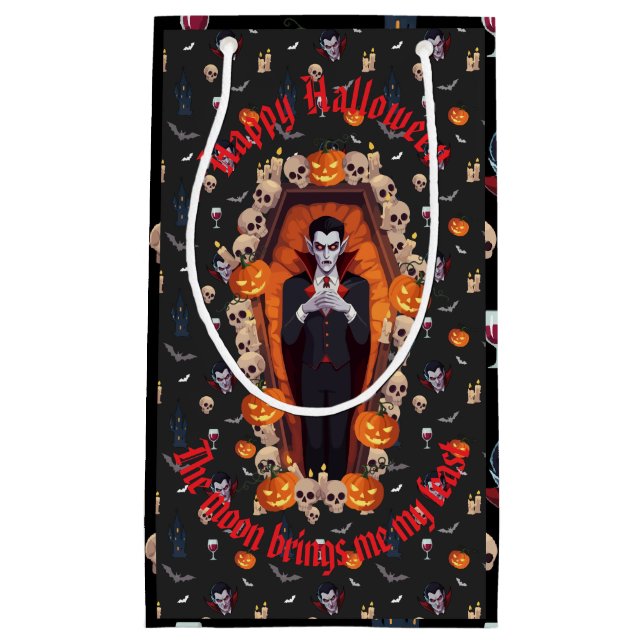 🧛‍♂️ Gothic Vampire Halloween Black Gift Bag 🎃🖤 (Front)