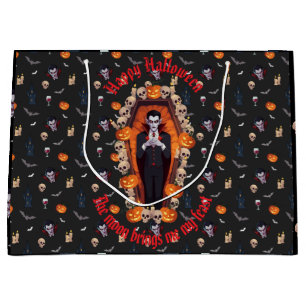 🧛♂️ Gothic Vampire Halloween Black Gift Bag 🎃🖤
