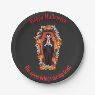 🧛♂️ Gothic Vampire Halloween Black Paper Plate