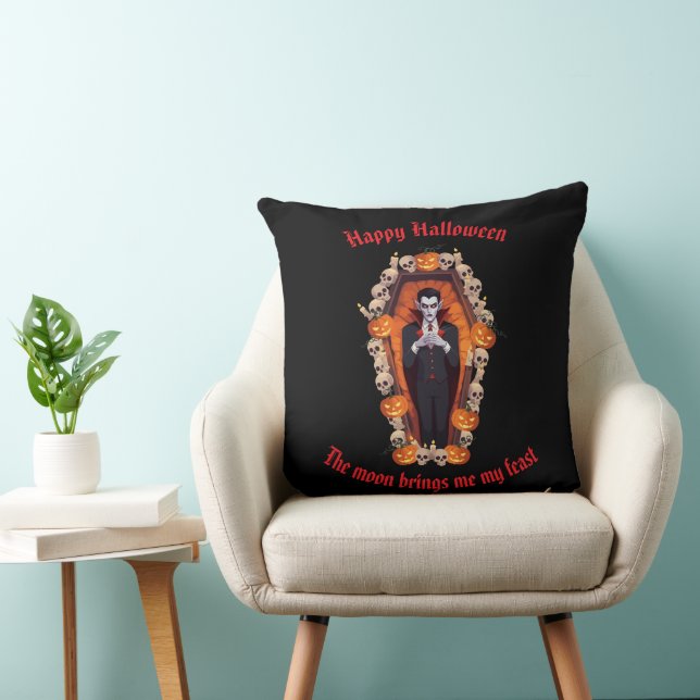 🧛‍♂️ Gothic Vampire Halloween Black Pillow 🎃🖤 (Chair)