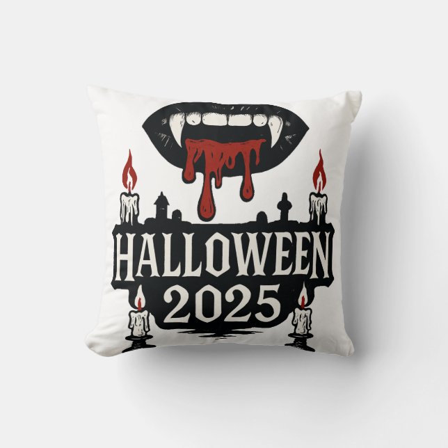 Gothic Vampire Halloween Cushion (Front)