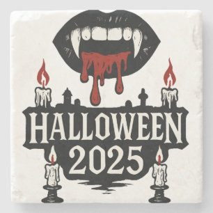 Gothic Vampire Halloween Stone Coaster