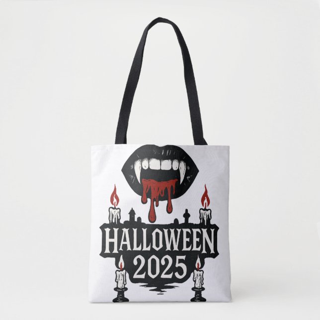 Gothic Vampire Halloween Tote Bag (Front)